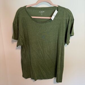 J. Crew Olive Linen Short Sleeve Tee
